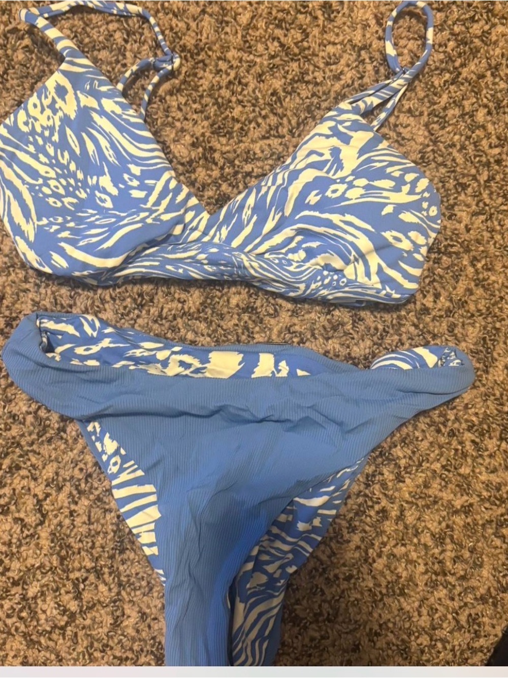 Maaji Blue and Cream Patterned Two-Piece Swim Set